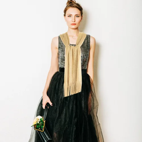 Miniatura 6 de Aster Chales metálicos brillantes y envolturas para vestidos de noche con hebilla para mujer, chales y envolturas para fiesta, novia, dama de honor