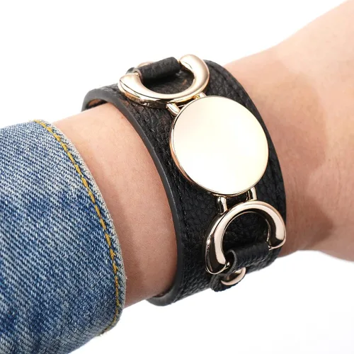 Miniatura 6 de Pulsera de cuero de metal geométrico regalo de joyería para mujer y niña