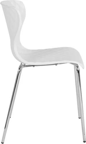 Miniatura 7 de Flash Furniture Silla apilable de plástico blanco con diseño contemporáneo Lowell