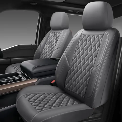 Miniatura 8 de Fundas de asiento de coche de piel premium, juego de dos piezas para la parte delantera, ajuste universal para coches, camiones y SUV, funda
