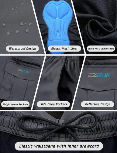 Miniatura 4 de EZRUN - Pantalones cortos de ciclismo de montaña acolchados 3D para hombre