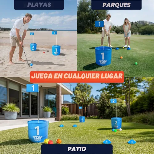 Miniatura 5 de TOY Life Juego de golf de 6 hoyos, juego de cubo de golf para adultos y niños, campo de golf de práctica con pelotas y bandera, juego de patio