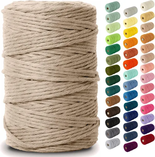 Miniatura 35 de Nook Theory - Cuerda de macramé de 3 mm, 220 yardas de cuerda de algodón, hilo de 4 mm y 5 mm, cuerda para manualidades, perfecta para colgantes