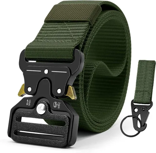 Miniatura 13 de DOOPAI Cinturón táctico para hombre, tela militar de nailon negro con hebilla de liberación rápida, ideal para el trabajo, senderismo 21-1 Negro
