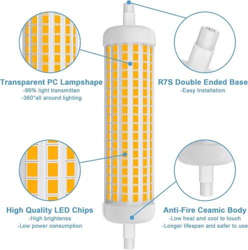 Miniatura 3 de R7S - Bombilla LED de 4.646 in, 120 V, 150 W, equivalente a bombilla halógena T3 J, de larga duración, para trabajo, seguridad, paisaje, lámparas