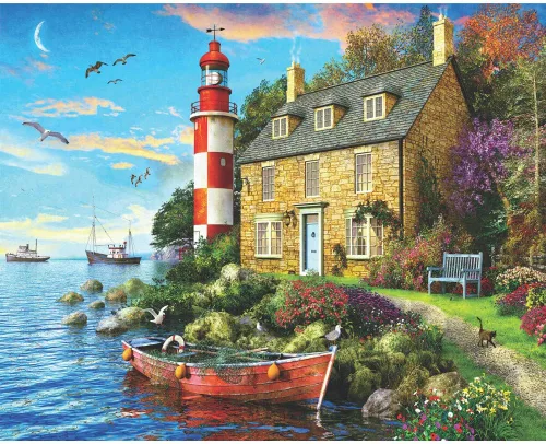 Miniatura 7 de Springbok Oceanside Sunset - Rompecabezas de 1000 piezas para adultos, piezas de corte único, fabricado en Estados Unidos Atardecer junto al mar