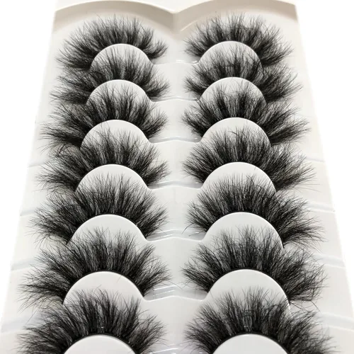 Miniatura 3 de Pooplunch Pestañas postizas de pelo de visón sintético, esponjosas, dramáticas, paquete de 7 pares de pestañas postizas 8D de ojo de gato, paquete