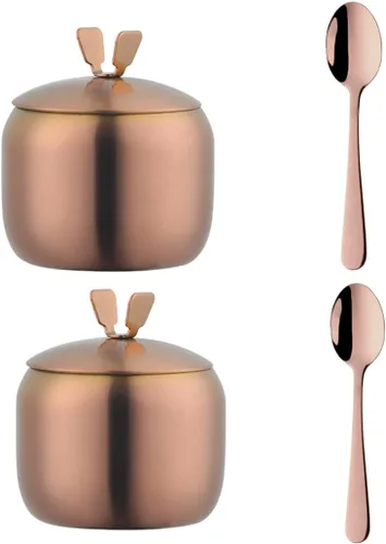 Miniatura 10 de Juego de recipientes para condimentos de acero inoxidable con 2 cucharas, estante para especias, botella para condimentos, sal y pimienta, plateado
