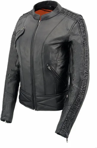 Miniatura 8 de Milwaukee Leather MLL2570 Chaqueta de Cuero para Motocicleta Negra 'Phoenix Embroidered' para Mujer Negro