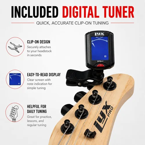 Miniatura 6 de LyxPro Kit completo de guitarra eléctrica de 39 pulgadas para principiantes, tamaño completo con amplificador de 20 W, el paquete incluye todos