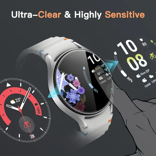 Miniatura 4 de JETech Protector de pantalla para Samsung Galaxy Watch 7/6 de 1.732 in (protector de pantalla de solo 1.606 in), vidrio templado antiarañazos