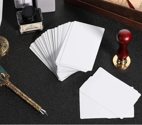 Miniatura 3 de 100 unidades en blanco blanco sublimación metal tarjeta de nombre gruesa 0.009 in impresión tarjeta de visita uso sublimación tinta y papel grabado
