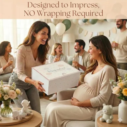 Miniatura 3 de Cesta de regalo para bebé de 22 piezas con elegante caja magnética de recuerdo, juego de regalo para bebé recién nacido para niño y niña, regalos