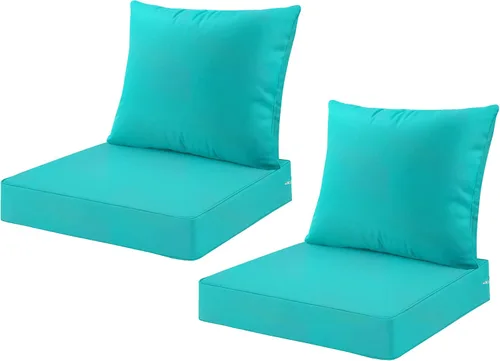 Miniatura 23 de ARTPLAN Juego de 2 cojines de asiento profundo con respaldo, cojines de sofá para exteriores para todo tipo de clima, tela de poliéster, espuma
