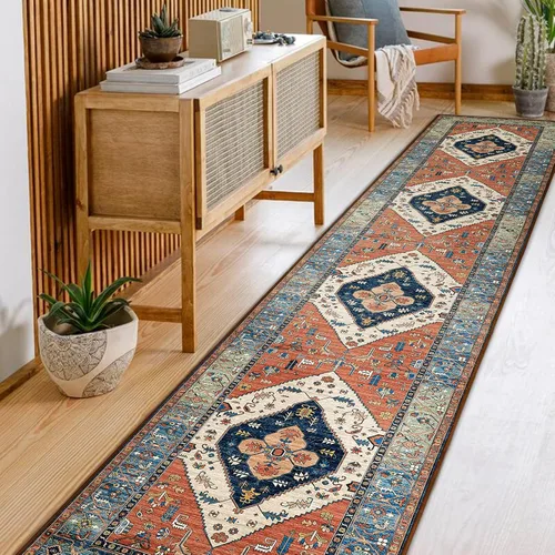 Miniatura 50 de Beeiva Alfombras florales de entrada, lavables para interiores, ultra fina, de 2 x 3 pies, antideslizante, para cocina, tapete de cachemira suave