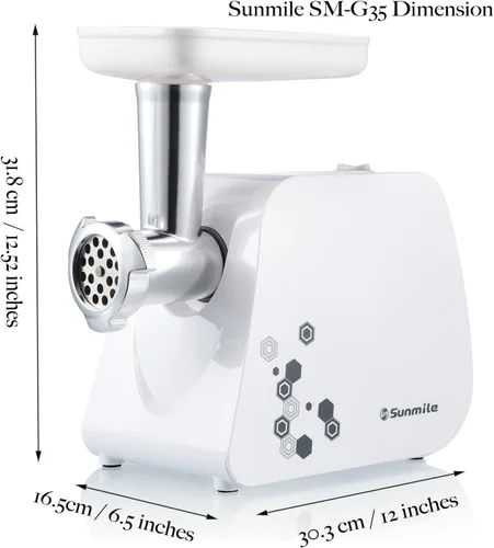 Miniatura 12 de Sunmile Picadora Eléctrica de Carne y Máquina de Salchichas - 1HP 1000W Máx - Cuchilla de Corte de Acero Inoxidable y 3 Placas de Molienda, 1