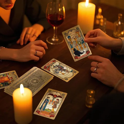 Miniatura 7 de KIINO - Baraja de 78 cartas de tarot con libro guía, diseño de lámina dorada, baraja de tarot para principiantes y jugadores profesionales con caja
