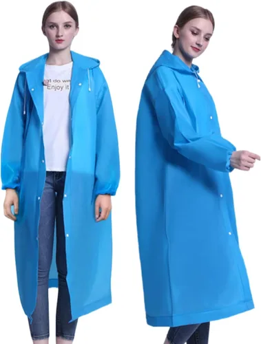 Miniatura 6 de Poncho de lluvia para adultos, reutilizables, paquete de 2 a 5 unidades, capa impermeable de EVA con capucha, equipo de lluvia para hombres