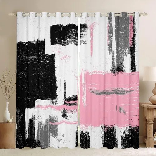 Miniatura 18 de Feelyou Cortinas opacas abstractas modernas de arte abstracto para dormitorio, sala de estar, niños, patrón rojo, gris, negro, patrón de Multi 05