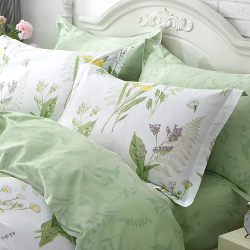 FADFAY - Juego de cama de algodón con hojas verdes