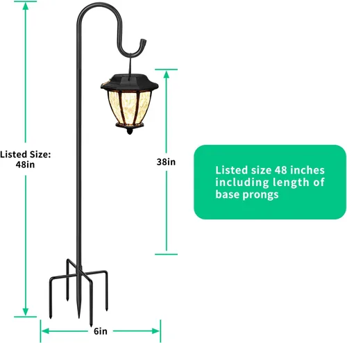 Miniatura 6 de Ganchos de pastor ajustables para exteriores con base de 5 puntas, ganchos de pastor para poste de soporte exterior para comedero de colibríes