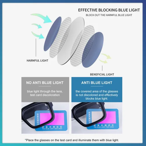 Miniatura 6 de Gafas de marco cuadrado grueso para mujeres y hombres, anteojos rectangulares gruesos, sin receta, lentes de luz azul para computadora