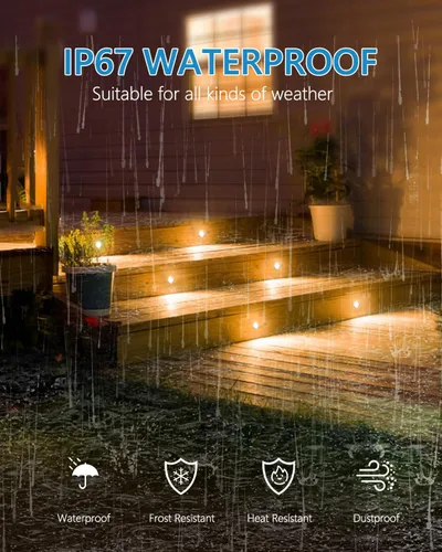 Miniatura 3 de HIBOITEC Kit de luces LED empotrables para terraza, 1 paquete, iluminación de paisaje de bajo voltaje de 12 V, IP67, impermeable, luces de escalera