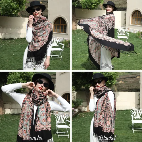 Miniatura 141 de DANA XU Manta de pashmina extragrande 100% de lana merina, bufanda de viaje, bufanda de cachemira para mujer, otoño e invierno, chal de gran