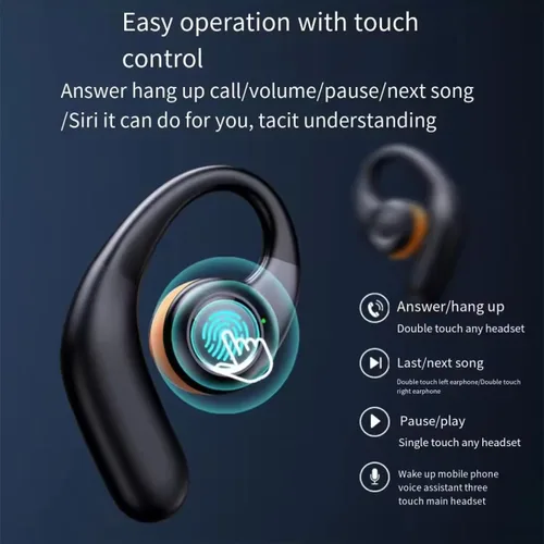 Miniatura 2 de Auriculares abiertos inalámbricos Bluetooth 5.3 conducción de aire en los oídos, IPX5 impermeables para deportes, micrófonos de llamada clara, Negro