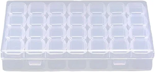 Miniatura 3 de Qtopun - Contenedores de almacenamiento de pintura con diamantes, 28 rejillas, contenedor portátil de almacenamiento de cuentas, caja organizadora