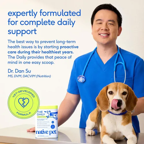 Miniatura 7 de Native Pet Vitaminas y Suplementos para Perros - Polvo de Vitaminas 11-en-1 para Complemento de Comida de Perro - Colágeno, Glucosamina