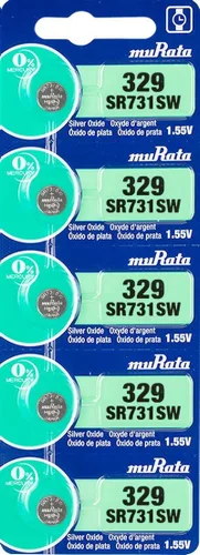 Murata 329 Batería SR731SW 1.55V Celda de botón de reloj de óxido de plata (5 baterías)