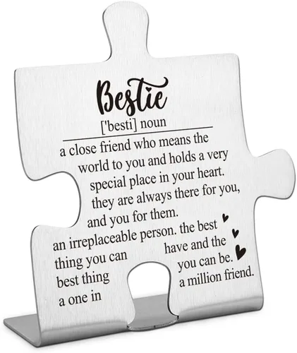 FOKCBOCM Letrero decorativo, regalo de amistad de mejor amiga de acero inoxidable, 3.3 x 3.0 pulgadas
