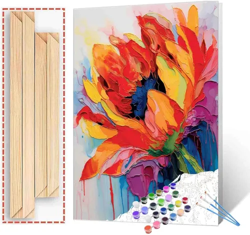 Pintura al óleo DIY pintar por números para adultos principiante flores amarillas pintura por números antiestrés pintura digital al óleo, pintura de