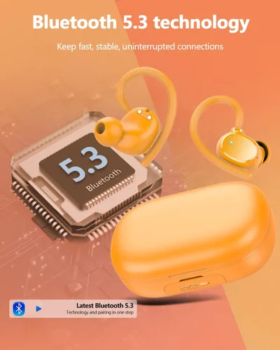 Miniatura 7 de Auriculares inalámbricos Bluetooth 5.3 de 128 horas para deporte, auriculares Bluetooth 2026 estéreo con graves profundos sobre la oreja con ganchos
