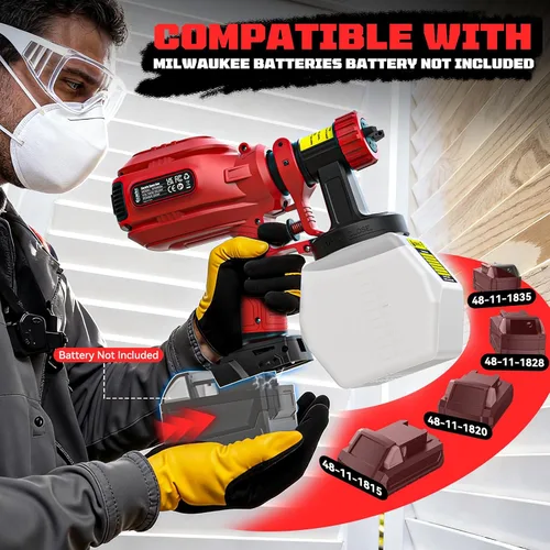 Miniatura 7 de Ecarke Aspiradora de Pintura Inalámbrica Compatible con Batería Milwaukee de 18V - Diseño de Relleno Lateral (Sin Desmontaje) y Almacenamiento