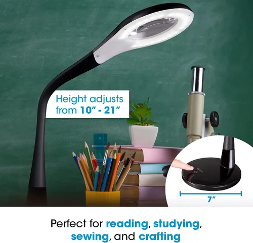 Miniatura 5 de OttLite Lámpara de escritorio LED con lupa ajustable, serie de prevención - Diseñada para reducir la fatiga ocular - Cuello flexible ajustable, 4