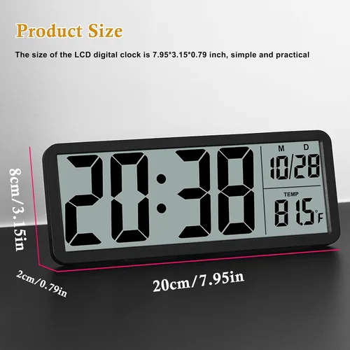 Miniatura 4 de Reloj de Pared LCD Digital Fácil de Configurar, Pantalla LCD de 8.5 Pulgadas con Pantalla de Hora/Fecha/Temperatura, Reloj de Escritorio Digital