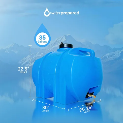 Miniatura 3 de WaterPrepared Tanque de Agua Portátil, Mango de Plástico y Espita de Manguera, 35 Galones, Azul - Dispensador de Bebidas e Hidratación de Servicio
