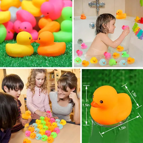 Miniatura 5 de Paquete de 50 mini patos de goma multicolor de juguete de baño de patos pequeños