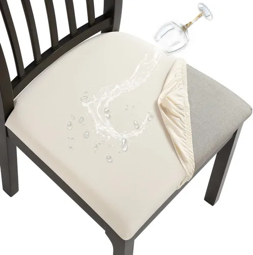Miniatura 20 de SearchI Fundas impermeables de cuero PU para asientos de sillas de comedor, paquete de 6 fundas elásticas para sillas de comedor, protectores
