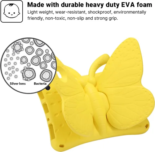 Miniatura 46 de FW Fire 7 - Funda para tablet para niños, Amazon Fire 7 2022, funda de mariposa con luz de atril, EVA, protección contra caídas, resistente, a