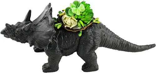 Miniatura 5 de Aislor Maceta suculenta con forma de dinosaurio con bandeja de drenaje, florero multiusos para bonsái, maceta creativa de cactus con orificio