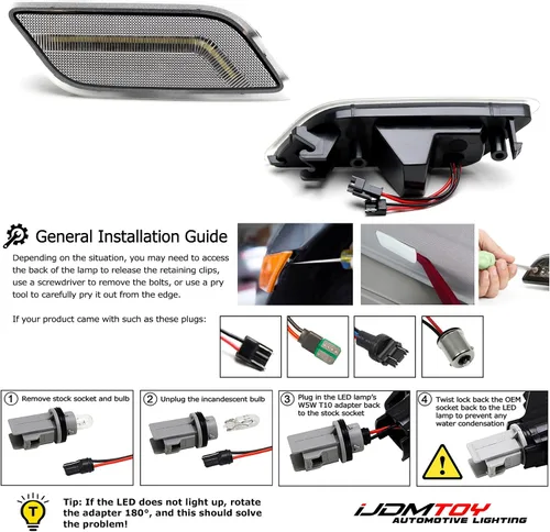 Miniatura 6 de iJDMTOY Luces de marcador lateral delanteras de tira completa LED blancas con lente semitransparente Compatible con Mercedes W207 E-Class 2-puertas