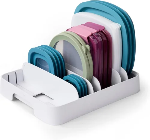 Miniatura 10 de YouCopia StoraLid - Organizador de tapas ajustables para contenedores de alimentos para almacenamiento en gabinetes de cocina, pequeño, paquete de 2