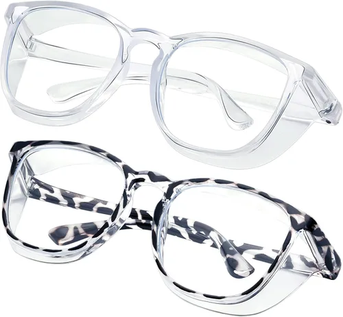 Miniatura 13 de Gafas de seguridad para enfermeras, gafas protectoras – Antivaho marco cuadrado elegante gafas transparentes para mujeres y hombres C16-negro Gery
