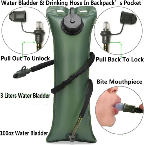 Miniatura 2 de Mochila Táctica de Hidratación Militar con Bolsa de Agua de 3L, Portador de Vejiga de Agua Impermeable para Correr, Trotar, Ciclismo, Senderismo