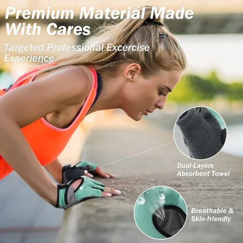 Miniatura 4 de LIFECT Freedom - Guantes de entrenamiento para levantamiento de pesas que cubre los nudillos, guantes cortos sin dedos con dorso curvo abierto