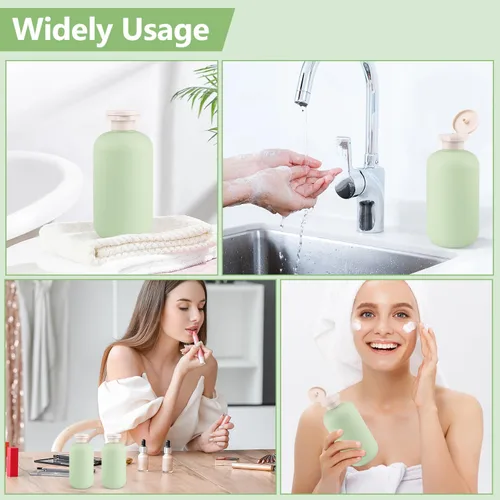 Miniatura 5 de 5 botellas de plástico de 10.1 fl oz/10 oz para loción de viaje, recipientes recargables con tapa abatible para artículos de tocador, cremas