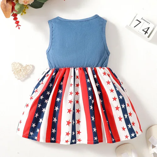 Miniatura 5 de LYSMuch Traje del Día de la Independencia para niñas pequeñas, vestido de bandera estadounidense del 4 de julio, ropa patriótica para niños